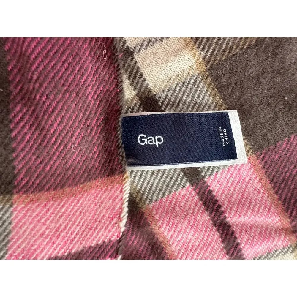 Gap Pink Brown Plaid Womens Rectangle Scarf 24